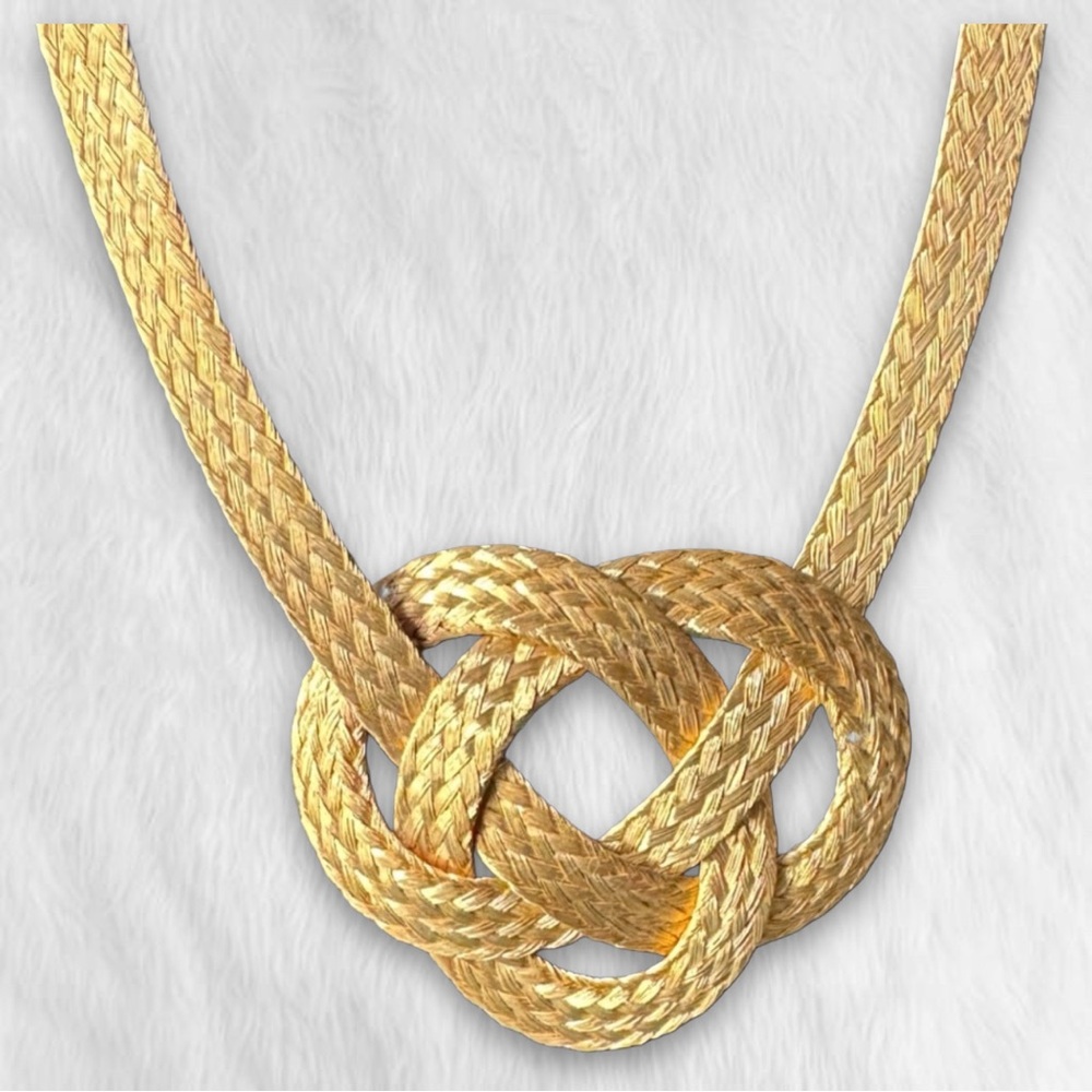 Vintage, Celtic Knot, Double Braided, Faux Gold Necklace